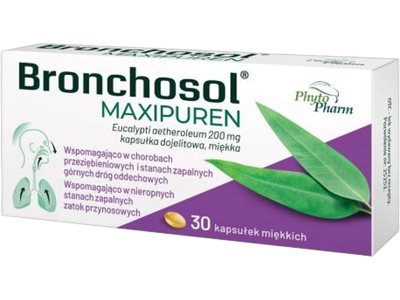 Phytopharm Bronchosol Maxipuren, kapsułki dojelitowe miękkie, 200 mg