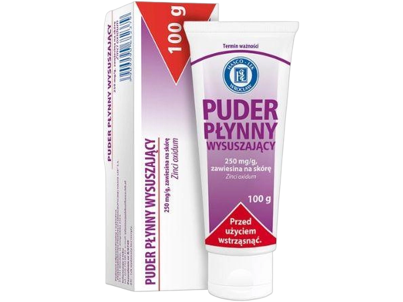 Puder płynny wysuszający, puder do stosowania zewnętrznego