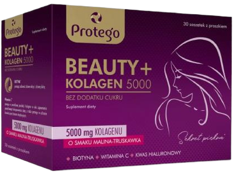 Salvum Protego Beauty+ kolagen 5000, malina-truskawka, saszetki