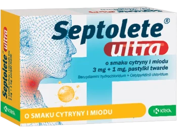 Septolete ultra, smak cytryny i miodu, pastylki twarde, 3 mg + 1 mg