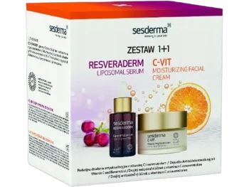 Sesderma C-Vit Moisturizing facial cream krem nawilżający + Resveraderm liposomal serum liposomowe, krem,serum