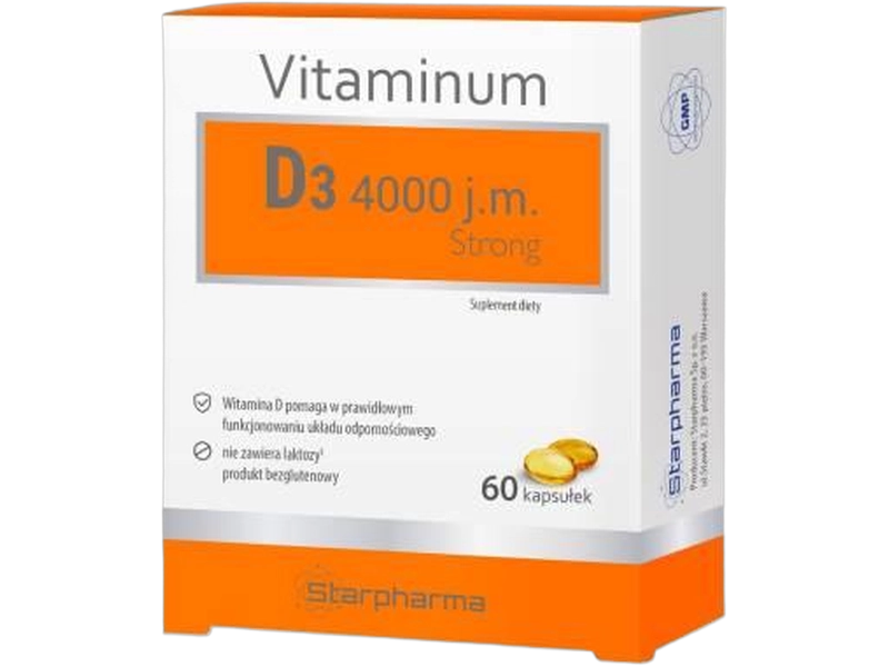 Starpharma Vitaminum D3 Strong, kapsułki, 100 µg (4000 j.m.)