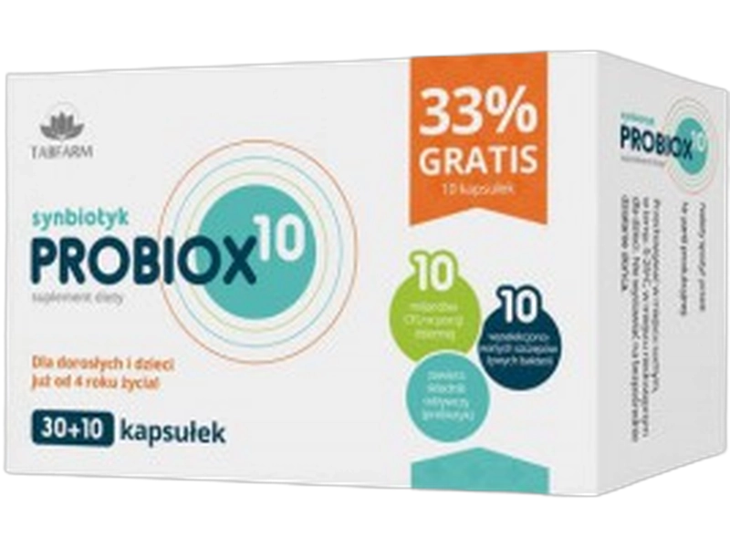Tabfarm Probiox 10 synbiotyk, kapsułki, 10 x 10^9 CFU