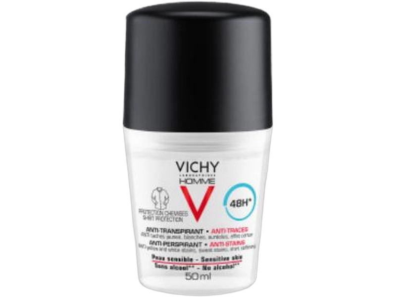 Vichy Homme Antyperspirant w kulce przeciw śladom na ubraniach, roll-on