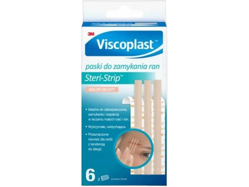 Viscoplast Steri-Strip paski do zamykania ran cieliste, plastry