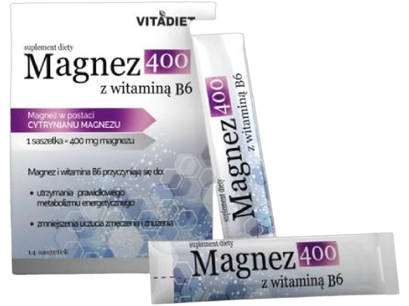 Vitadiet Magnez 400 z witaminą B6, saszetki