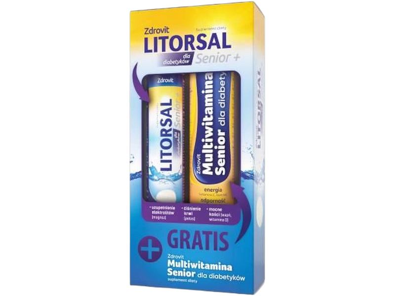 Zdrovit Litorsal Senior dla diabetyków + multiwitamina, tabletki musujące
