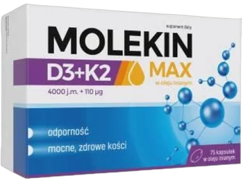 Zdjęcie produktu Zdrovit Molekin Max witamina D3 + K2 w oleju lnianym, kapsułki, 100 µg + 110 µg