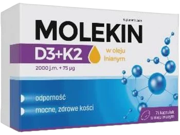 Zdjęcie produktu Zdrovit Molekin witamina D3 + K2 w oleju lnianym, kapsułki, 50 µg + 75 µg