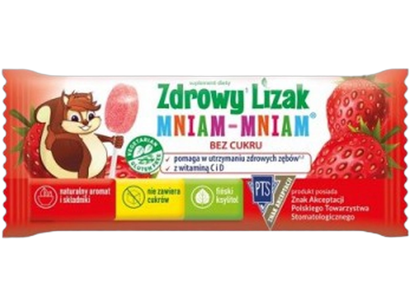 Zdrowy Lizak Mniam-Mniam truskawkowy, lizak