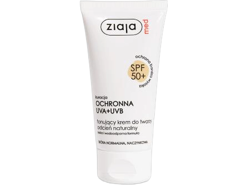 Ziaja SPF50+ kuracja ochronna krem do opalania tonujący do twarzy skóra normalna i naczynkowa