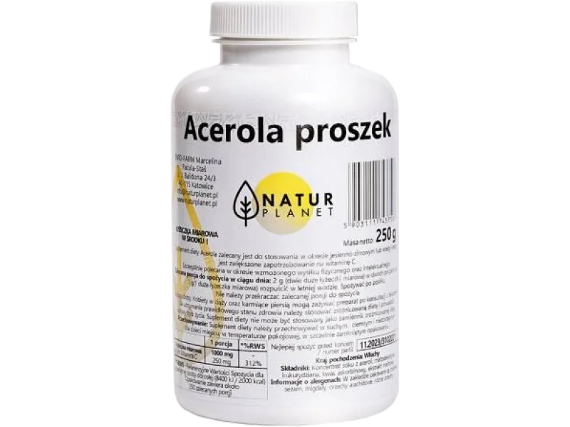 Acerola NaturPlanet, proszek, 250 mg