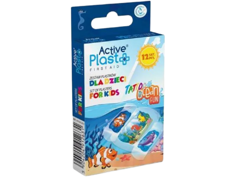 ACTIVE PLAST Tattoo Ocean Fun Zestaw plastrów dla dzieci, plastry