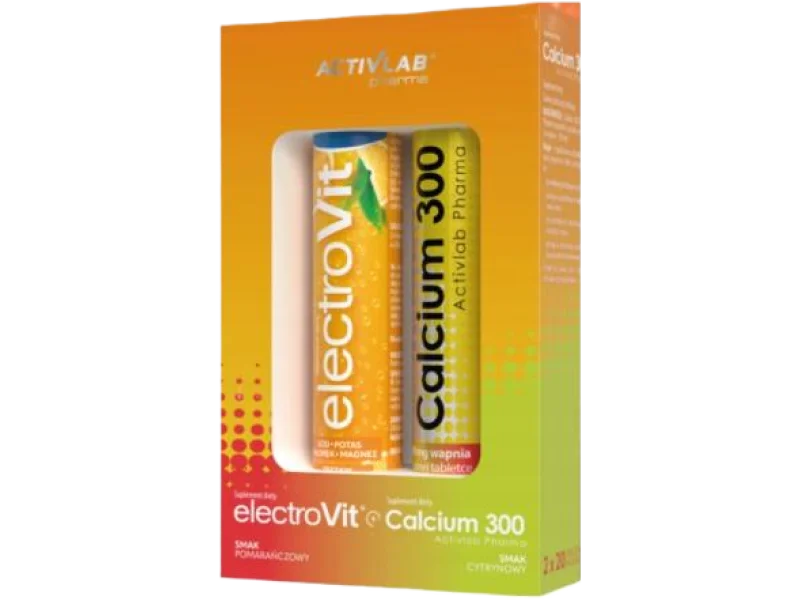 ACTIVLAB PHARMA Zestaw ElectroVit pomarańczowy + Calcium 300 cytrynowy, tabletki musujące