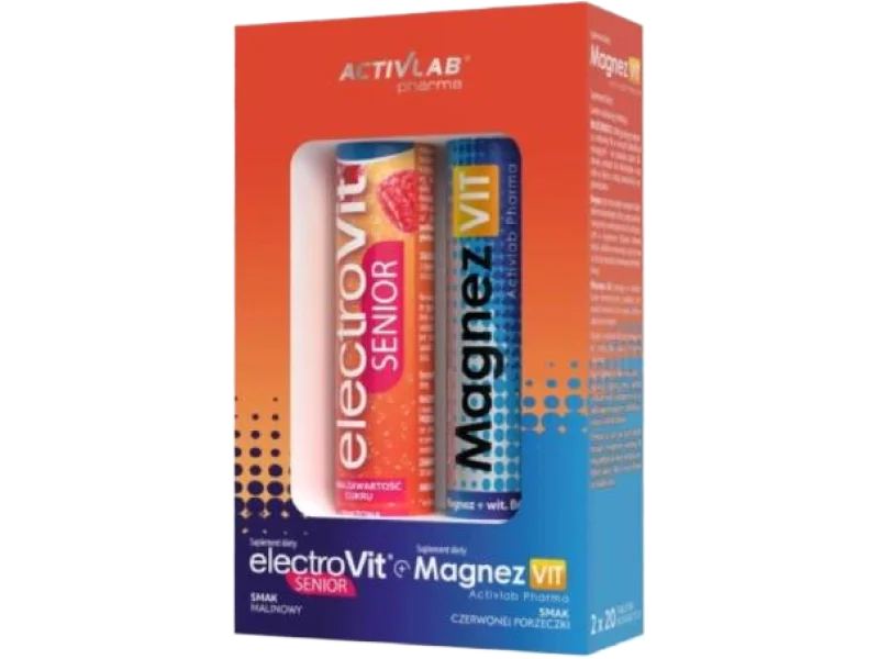 ACTIVLAB PHARMA Zestaw ElectroVit Senior malinowy + MagnezVIT czerwona porzeczka, tabletki musujące