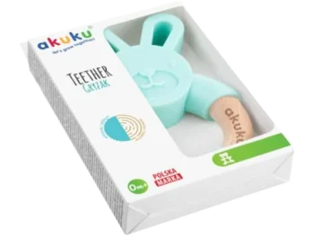 Zdjęcie produktu AKUKU Gryzak silikonowo-drewniany Królik A0137, zabawka sensoryczna
