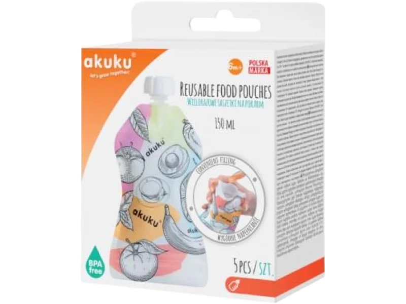AKUKU Saszetki wielorazowe na pokarm