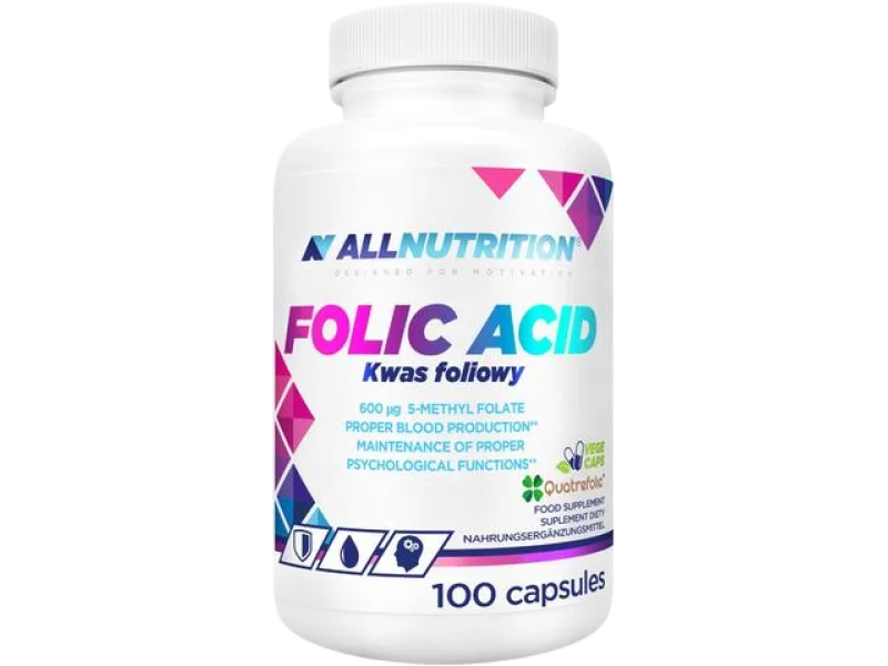 Allnutrition Folic Acid Kwas Foliowy, kapsułki, 600 µg
