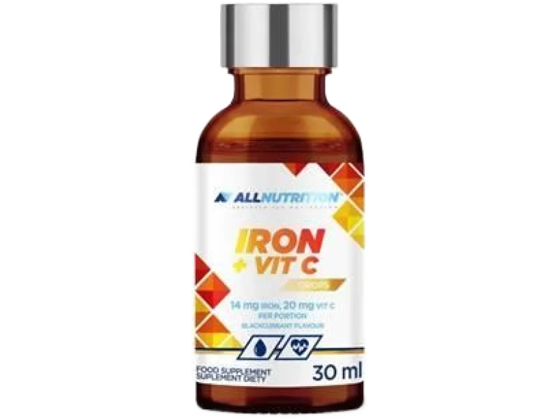 Allnutrition Iron + Vit C Drops czarna porzeczka, krople