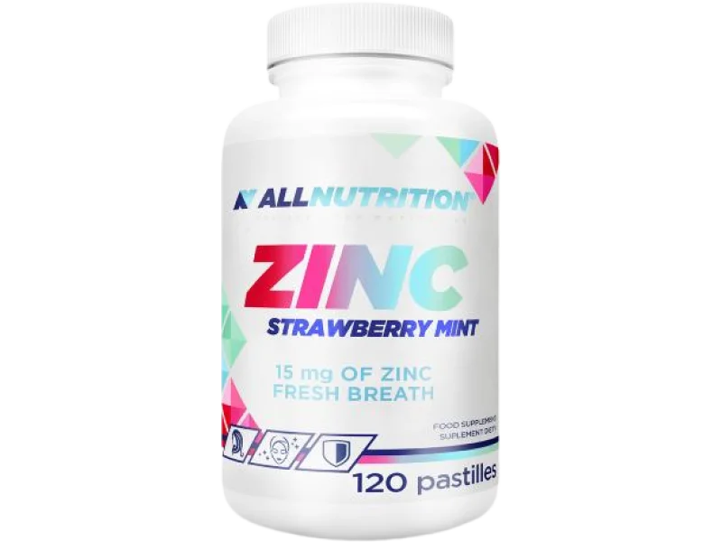 ALLNUTRITION ZINC Strawberry Mint, pastylki do ssania, 15 mg