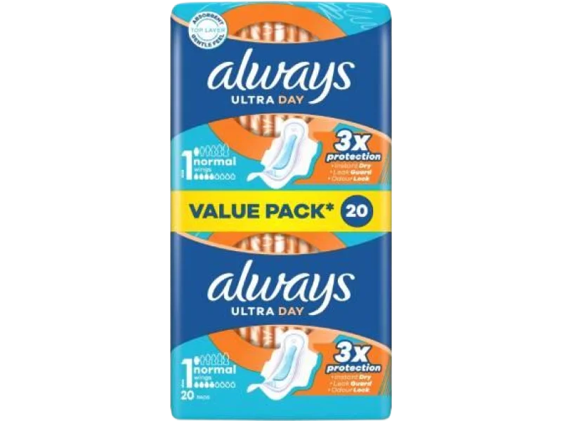 Always Podpaski Ultra Day Normal rozmiar 1 ze skrzydełkami