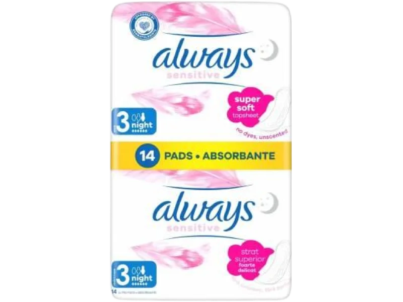 ALWAYS Ultra Sensitive Night Podpaski ze skrzydełkami