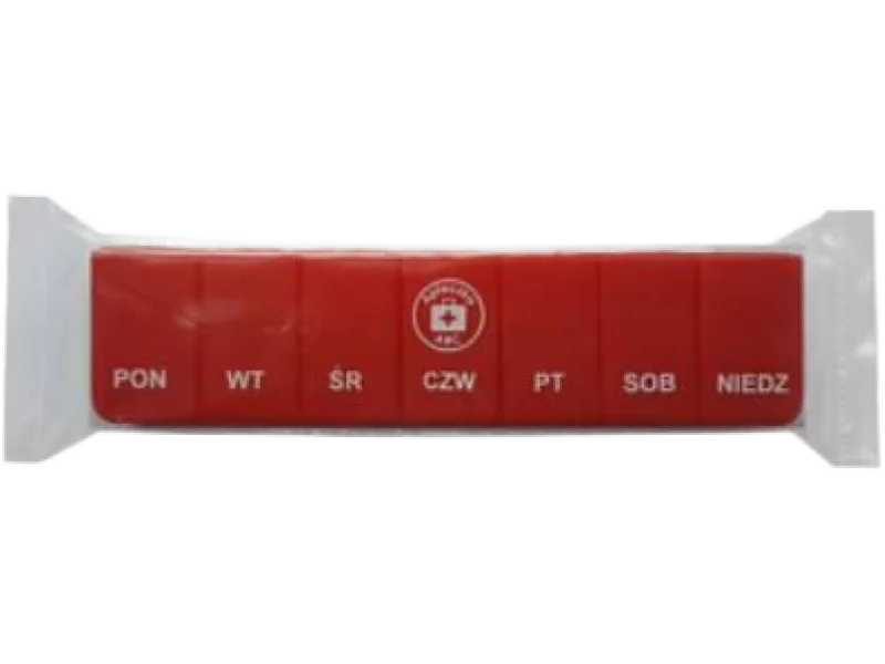 Apteczka ABC Kasetka na tabletki tygodniowa, 1 pora dnia, czerwona, sprzęt medyczny