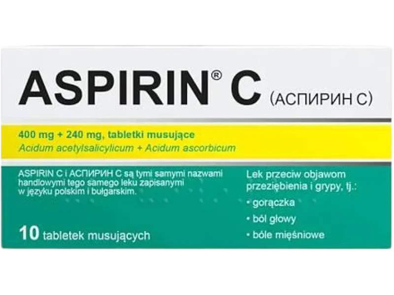 Aspirin C 400 mg + 240 mg, tabletki musujące, 400 mg + 240 mg