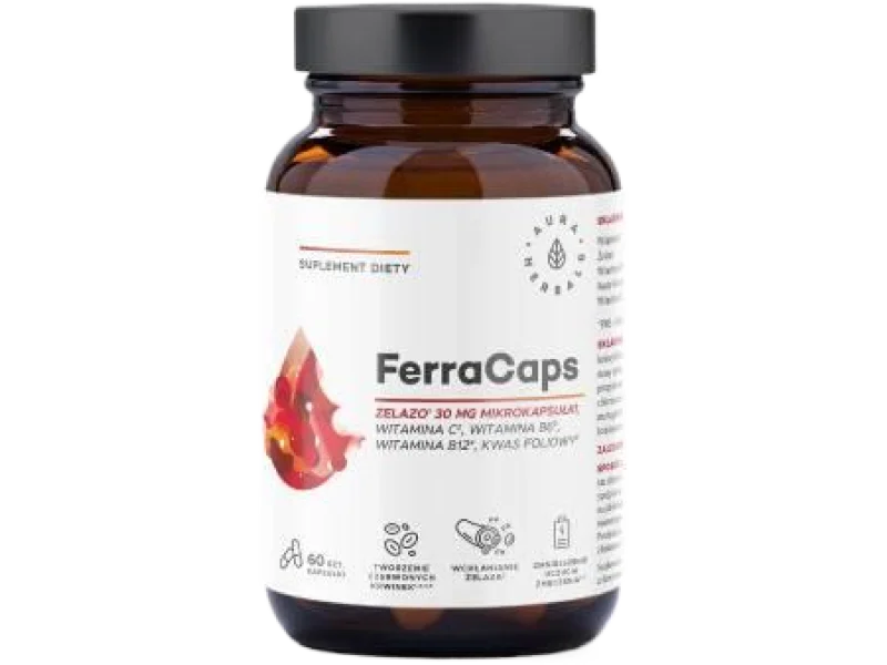 AURA HERBALS FerraCaps Żelazo 30mg, kapsułki