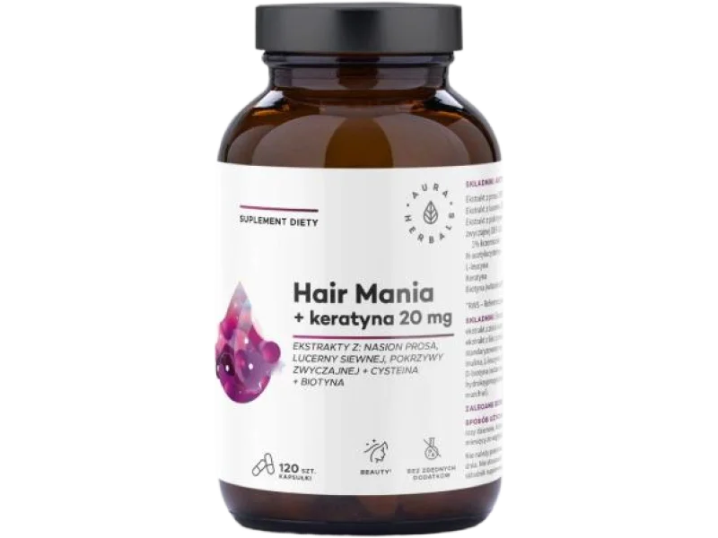 AURA HERBALS Hair Mania + keratyna, kapsułki