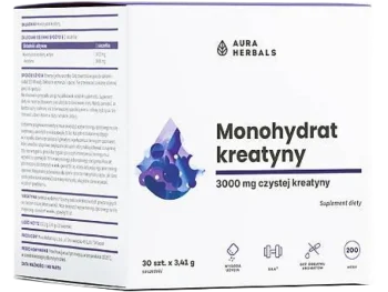 Zdjęcie produktu Aura Herbals Kreatyna Monohydrat bezsmakowa, saszetki, 3000 mg