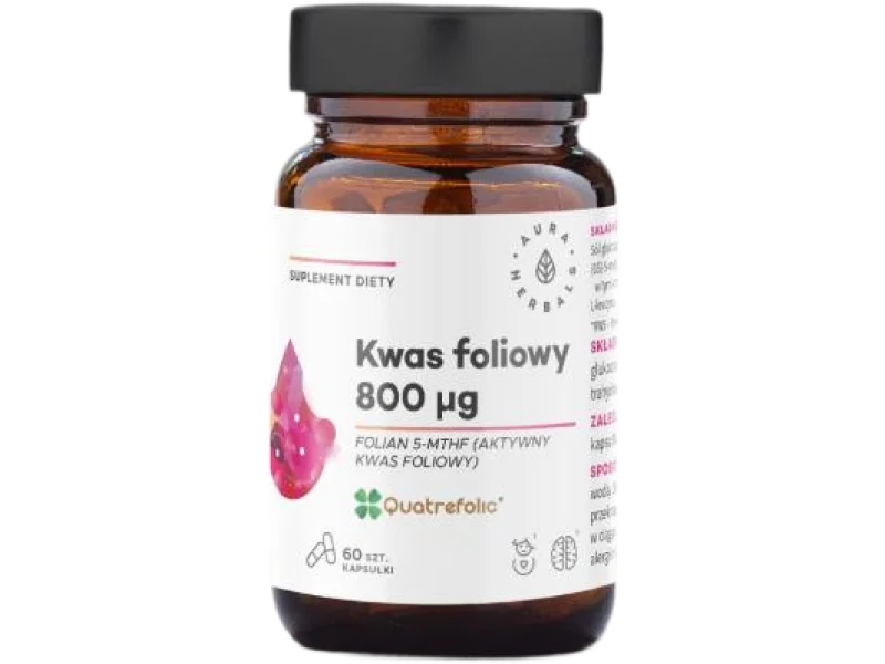 AURA HERBALS Kwas foliowy Quatrefolic, kapsułki, 800 µg