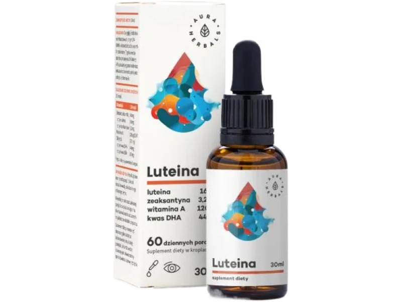 AURA HERBALS Luteina + Witamina A + DHA + Zeaksantyna, krople