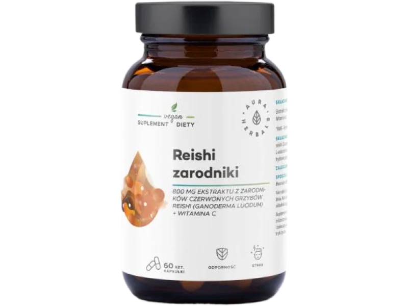 AURA HERBALS Reishi zarodniki + Witamina C, kapsułki