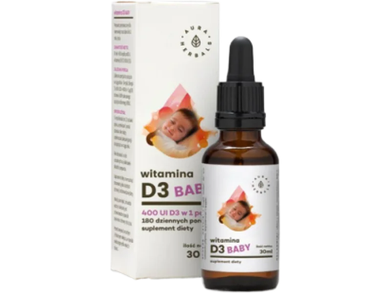 Aura Herbals Witamina D3 Baby dla dzieci 400 IU, krople, 10 μg
