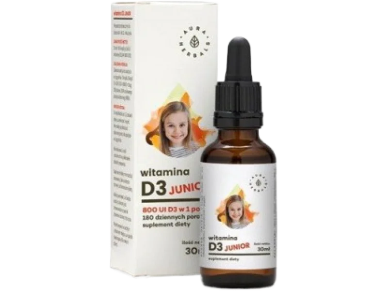 AURA HERBALS Witamina D3 Junior 800 IU, krople, 20 µg