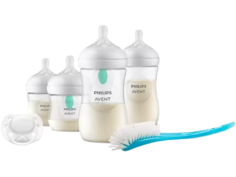 AVENT Natural Response Air Free Zestaw dla noworodka 4x Butelka responsywna + Szczotka do butelek + Smoczek uspokajający Ultra Soft 0-6mies. SCD657/11, sprzęt medyczny