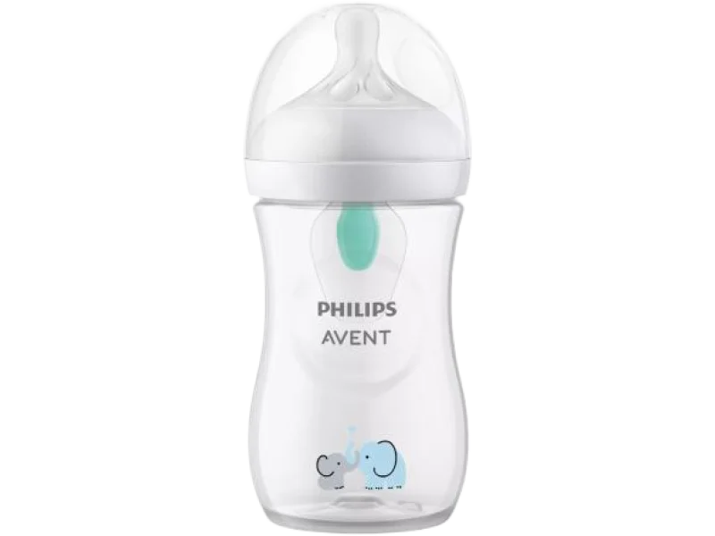 AVENT Natural Response Butelka dla niemowląt z nakładką antykolkową AirFree 1m+ SCY673/81 Słoń, sprzęt medyczny