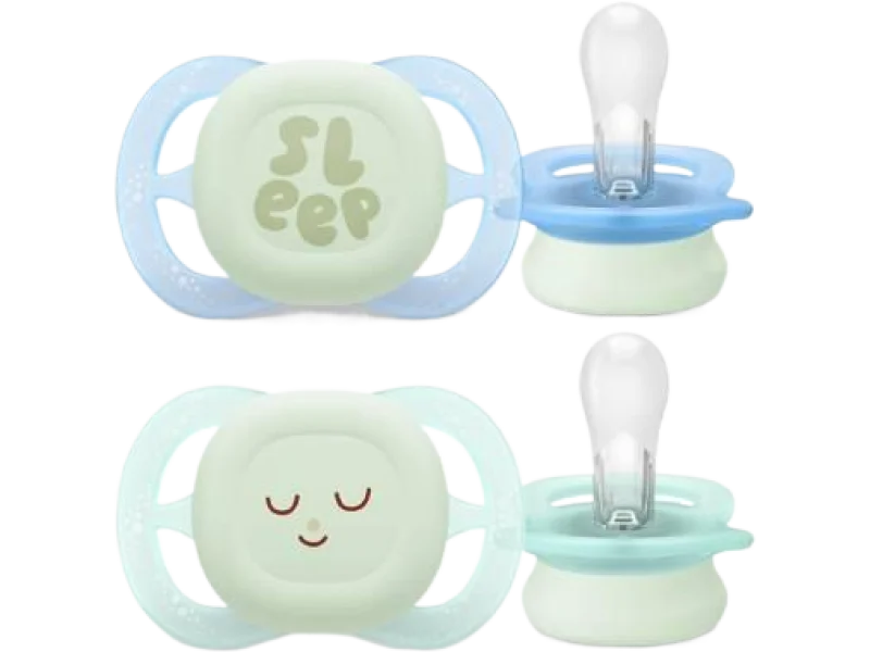 AVENT Ultra Start Nighttime Smoczek uspokajający świecący w ciemności 0-2m (niebieskie), sprzęt medyczny