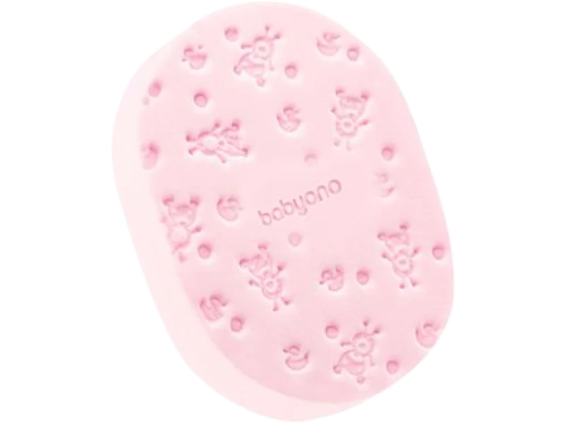 Babyono Gąbka kąpielowa dla dzieci i niemowląt różowa