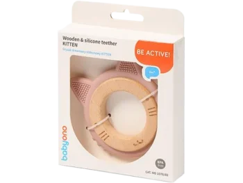 Zdjęcie produktu BABYONO Gryzak drewniany silikonowy KITTEN, sprzęt medyczny