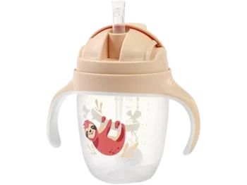 Zdjęcie produktu BabyOno Kubek niekapek z obciążoną słomką beżowy – leniwiec, sprzęt medyczny