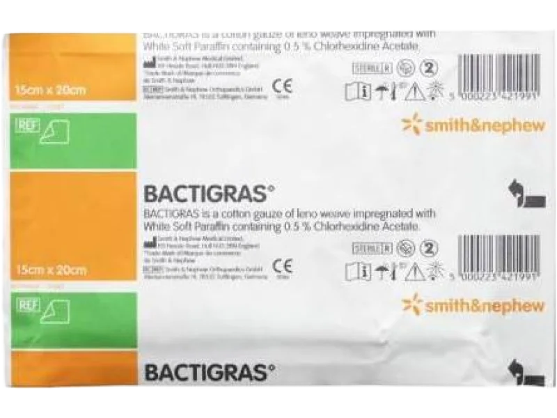 BACTIGRAS opatrunek parafinowy z chlorheksydyną, 0,5%