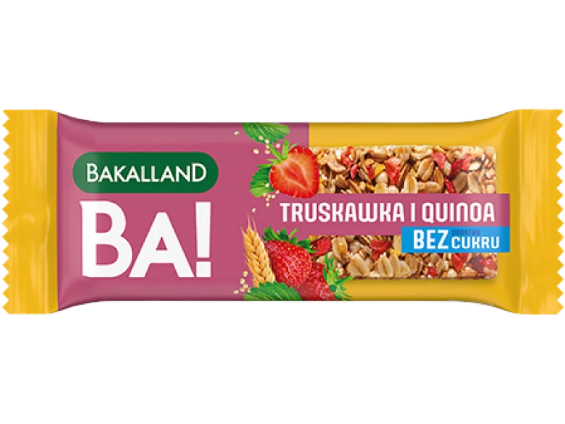 BAKALLAND BA! Baton 5 zbóż Truskawka i Quinoa zero cukru
