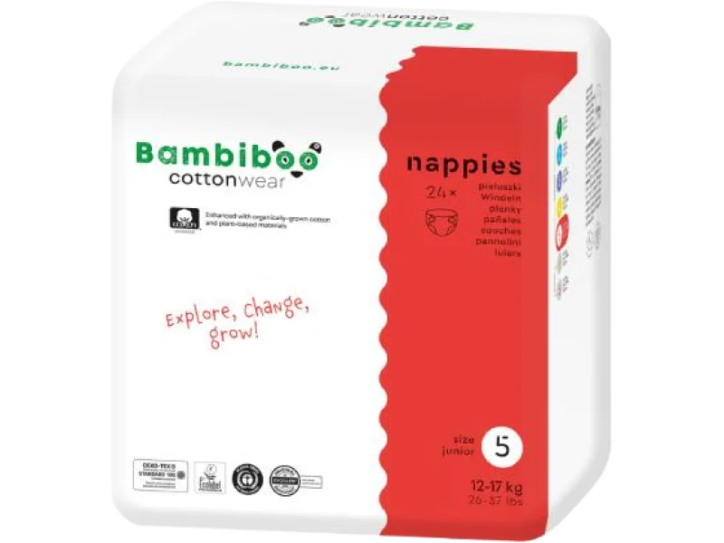 Bambiboo Cottonwear Jednorazowe pieluszki z bawełną organiczną, środki chłonne