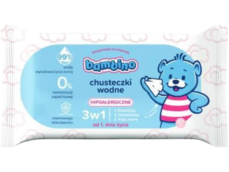 BAMBINO Chusteczki wodne 3w1 hipoalergiczne