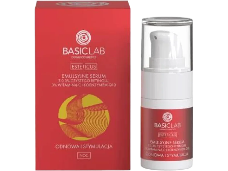BASICLAB Esteticus Emulsyjne serum z retinolem, witaminą C i koenzymem Q10