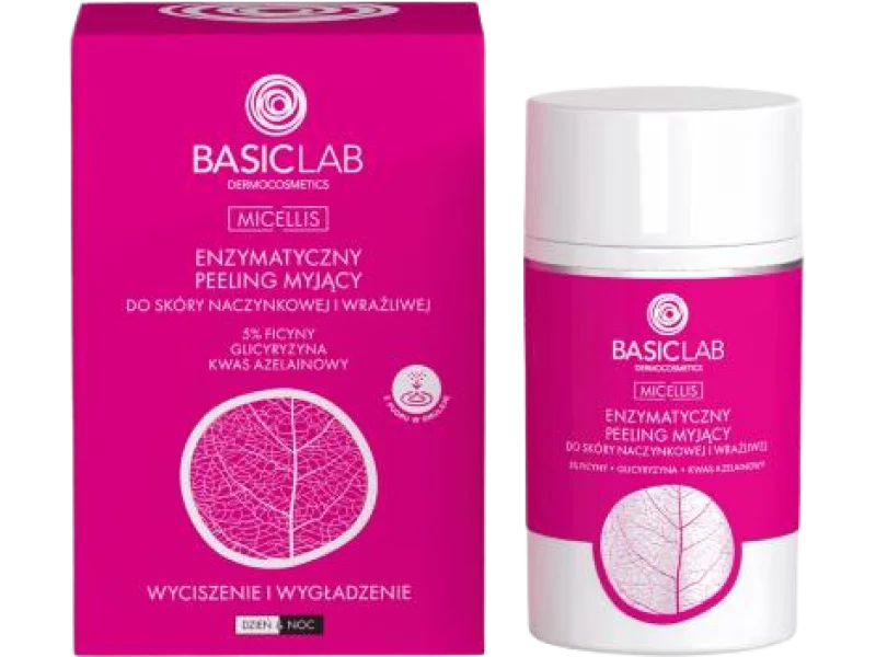 BASICLAB Micellis Enzymatyczny peeling myjący do skóry naczynkowej i wrażliwej, puder