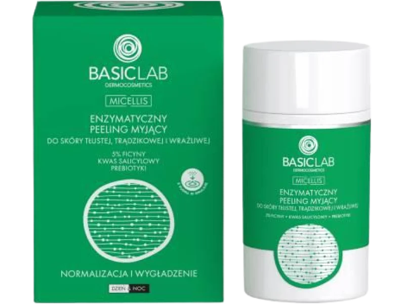 BASICLAB Micellis Peeling enzymatyczny do twarzy do skóry tłustej i wrażliwej