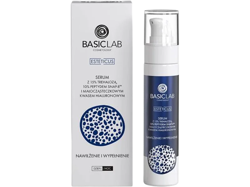 BASICLAB Serum z 15% trehalozą, 10% peptydem SNAP-8 i małocząsteczkowym kwasem hialuronowym